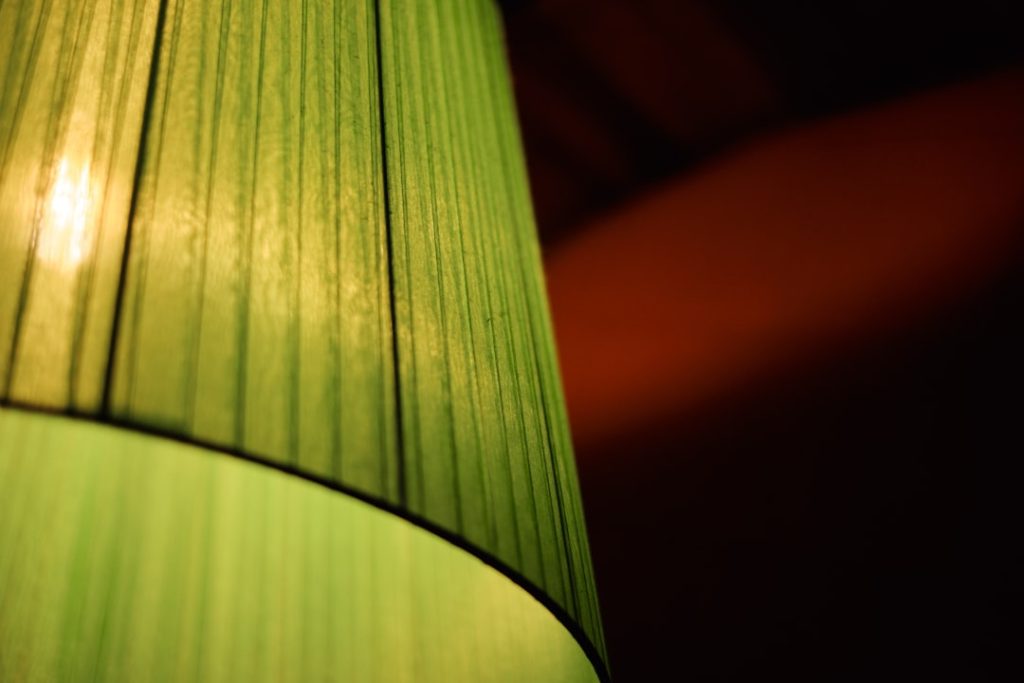 Photo mid century patio lamp fringe shade
