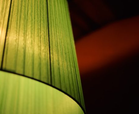 Photo mid century patio lamp fringe shade