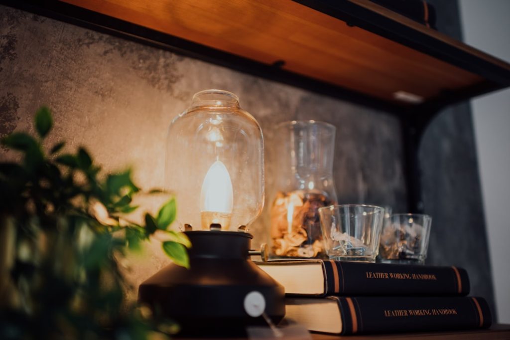 Photo cookbook shelf lighting